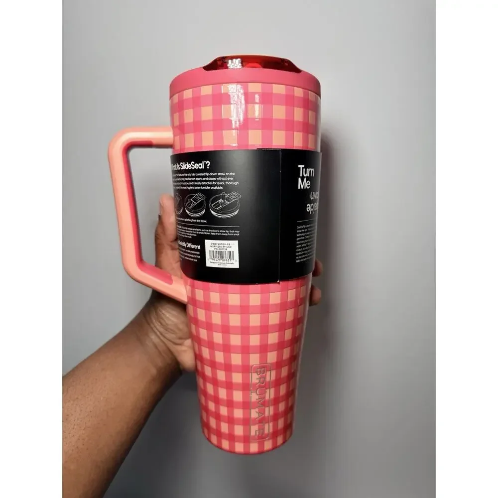 Brumate X Madi Nelson Target Exclusive PEACH GINGHAM 40oz Era Flip Tumbler NWT